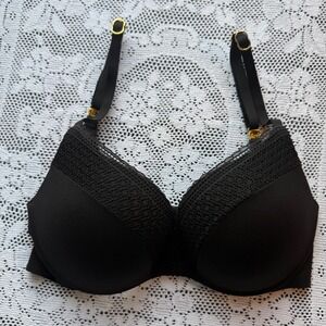Incredible by Victoria's‎ Secret Bra 406526 KNB 32C Black Push Up Plunge